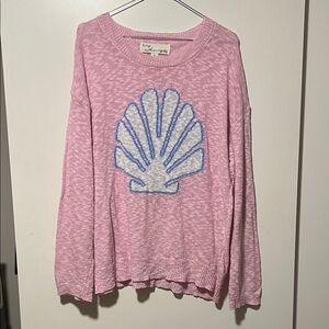 Vintage Havana Pink Sweater with Blue Shell Design